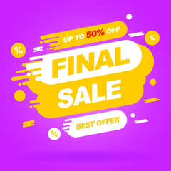 Sale banner template design, Final sale special best offer. end of season special offer banner. vector illustration.