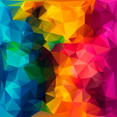Obraz premium Abstract multi colored polygon, low polygon background. Transfusion of color. All the colors of the rainbow. Multicolor.Low poly style. Geometric Pattern.