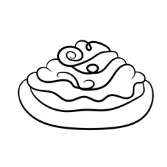 Drawing of a pie in Doodle style.Bakery products. Food vector illustration isolated on a white background. For textile design, bakery, restaurant menus.