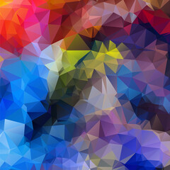 Fototapeta premium Abstract multi colored polygon, low polygon background. Transfusion of color. All the colors of the rainbow. Multicolor.Low poly style. Geometric Pattern.