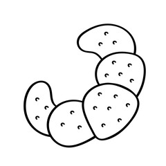Croissant. Food vector illustration. Contour drawing in doodle style. Isolated object on a white background. Hand drawn element for design.