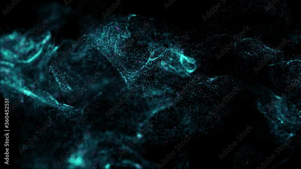 Poster 3d render of abstract fractal particles field. detailed chaotic fluid motion simulation.