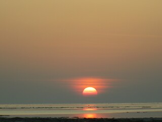 Fototapeta na wymiar Sun set at Beach in Havlock Islands, Andman Nicobar islands India