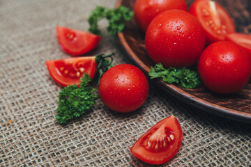 Tasty ripe red cherry tomatoes