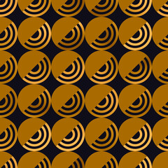 Golden geometric
seamless pattern on a black background