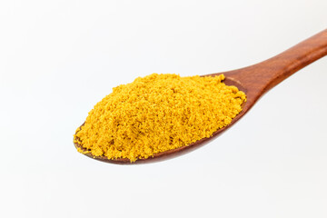 Curry powder on white background