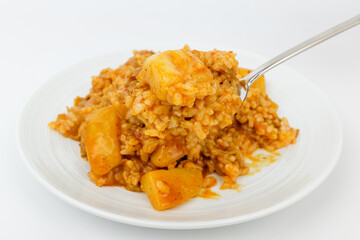 Curry rice on white background