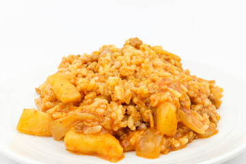 Curry rice on white background