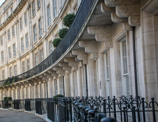 Beautiful curved terraced townhouses in Kensington, London