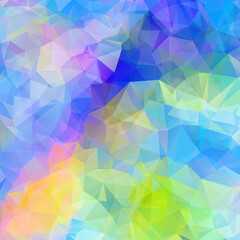 Abstract multi colored polygon, low polygon background. Transfusion of color. All the colors of the rainbow. Multicolor.Low poly style. Geometric Pattern.