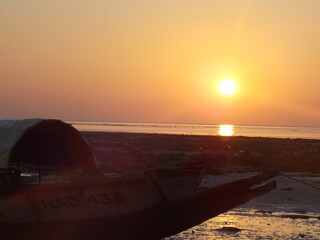 Fototapeta na wymiar Sun set at Beach in Havlock Islands, Andman Nicobar islands India