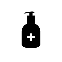 Disinfection. Hand sanitizer bottle icon, washing gel. Vector illustrationDisinfection. Hand sanitizer bottle icon, washing gel. Vector illustration