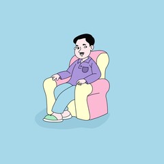 vector illustration of dad sitting on the couch