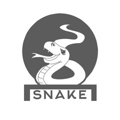 Rattlesnakes open the mouth useful for reptilian animal lover logos. vector illustration