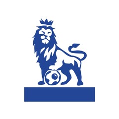 vector illustration The lion is stepping on the ball useful for the football theme logo