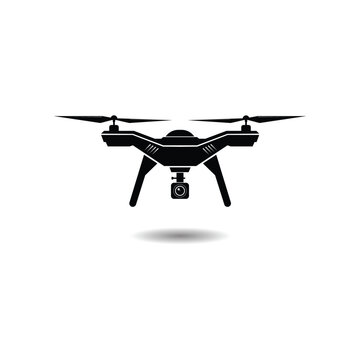 drone icon flat, vector illustration