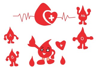 vector illustration, World blood donor day bundle set, white background