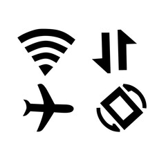Menu icon, status bar icon, UI system icon. wifi icon, cellular network, airplane mode, auto rotate, vector illustration, white background