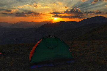 tent in the mountains