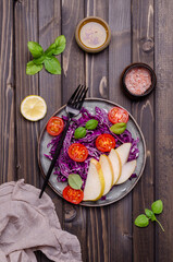 Salad fresh vegetables with pears