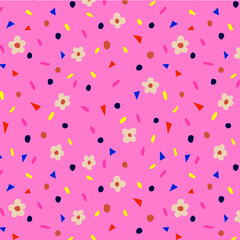 Colorful Flower Seamless Pattern in Pink