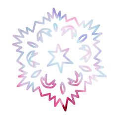 Hand drawn watercolor snowflakes Line Art illustration