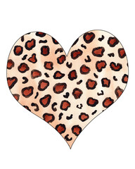 Watercolor heart - Leopard background