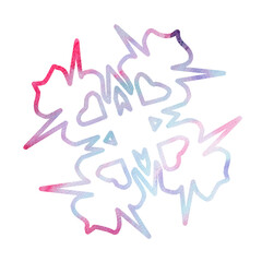 Hand drawn watercolor snowflakes Line Art illustration