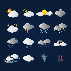 Set of high quality weather icons. meteorology icons, vector illustration.