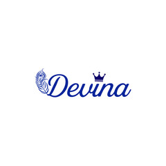 Devina Clothing Brand Logo Design With Crown 