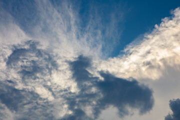 blue sky sunny clouds panorama