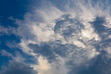 blue sky sunny clouds panorama