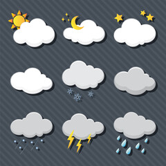 Set of high quality weather icons on grey background. vector illustration.