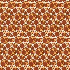 Abstract geometric wavy grid pattern, design in brown and beige colors, textured seamless vector illustration