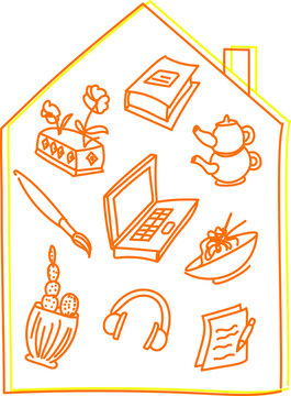 Royalty-free stock vector ID: 1730616958

Stay home, stay safe illustration design vector. Cute icons drawing design for spending time at night awareness social media campaign and coronavirus preventi