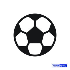 Naklejka premium Soccer ball icon. Flat vector illustration in black on white background. EPS 10.