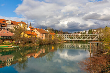 Fototapeta na wymiar Krka Bridge Novo Mesto Slovenia