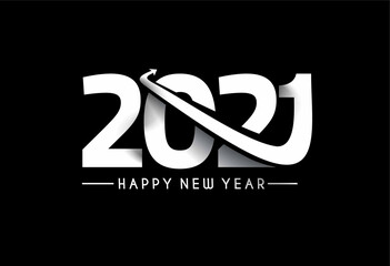 Happy New Year 2021 Text Typography Design Patter, Vector illustration.
