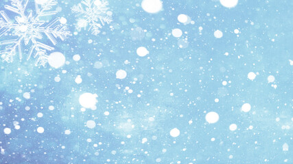 Winter snow weather - Snowflakes and ice crystals isolated on blue sky - winter background