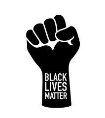 Hand symbol for black lives matter protest to stop violence to black people. Fight for human right of Black People. Vector illustration.