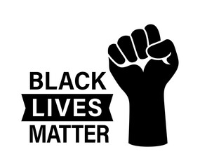 Hand symbol for black lives matter protest to stop violence to black people. Fight for human right of Black People. Vector illustration.