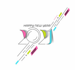 Happy New Year 2021 Text Typography Design Patter, Vector illustration.