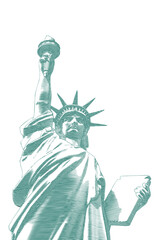 Vintage engraving of Lady Liberty from bottom view illustration © jolygon