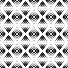 Black rhombuses isolated on white background. Geometric seamless pattern. Vector flat graphic illustration. Texture.