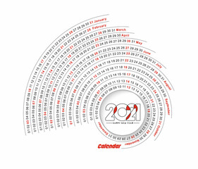 Happy new year 2021 Calendar - New Year Holiday design elements for holiday cards, calendar banner poster for decorations, Vector Illustration Background.