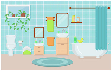 Fototapeta na wymiar bathroom interior for children and adults according to Montessori rules