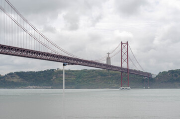 25th of April Suspension Bridge over the Tagus river in Lisbon, Portugal