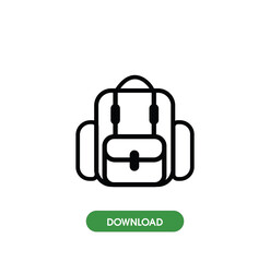 Bag icon vector illustration. Camping backpack stroke and line flat icon