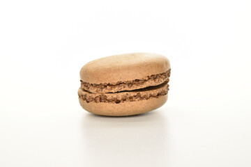 Tasty multi-colored, sweet macaroons, on a white background.