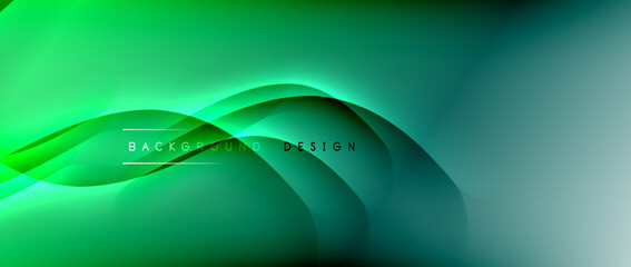 Fluid gradient waves with shadow lines and glowing light effect, modern flowing motion abstract background for cover, placards, poster, banner or flyer